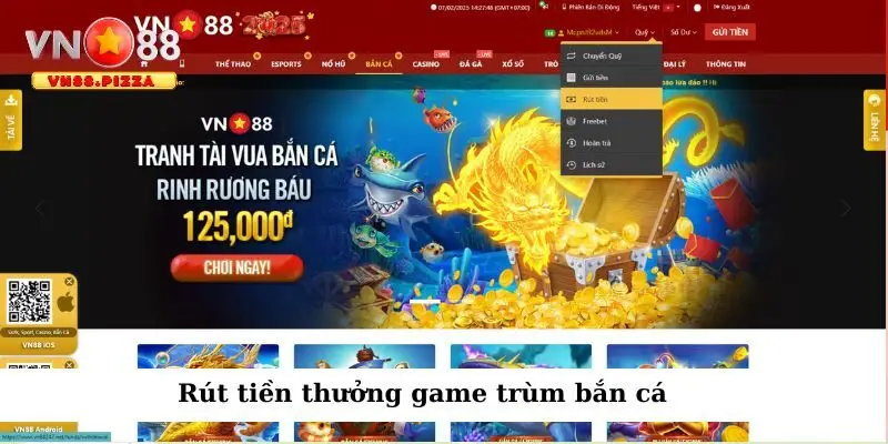 Rút tiền thưởng săn cá qua các bước đơn giản